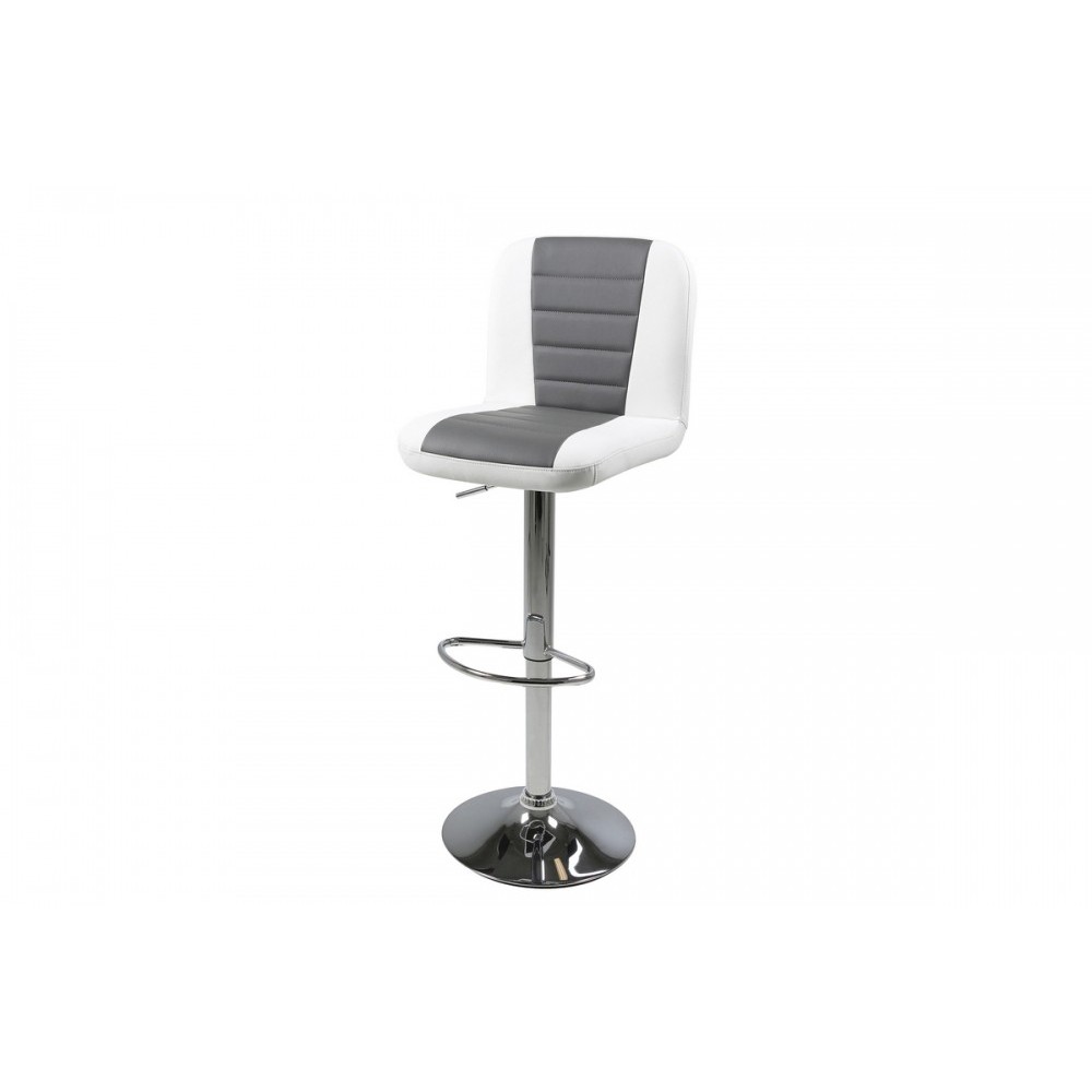 Tabouret design en simili cuir blanc et gris, FUSTER