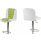 Tabouret design en simili cuir blanc et vert citron, FUSTER