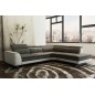 Canapé d'angle en cuir italien 5/6 places RELAXIMO, gris foncé et blanc, angle droit