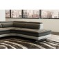 Canapé d'angle en cuir italien 5/6 places RELAXIMO, gris foncé et blanc, angle droit