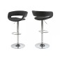 Lot de 2 tabourets design en tissu anthracite et simili cuir noir, GRECO, Gris / noir