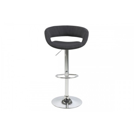 Lot de 2 tabourets design en tissu anthracite et simili cuir noir, GRECO, Gris / noir