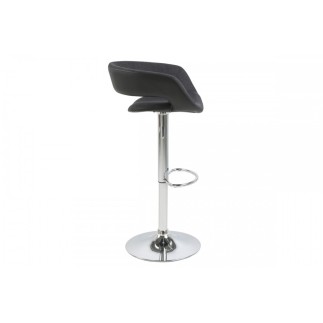Lot de 2 tabourets design en tissu anthracite et simili cuir noir, GRECO