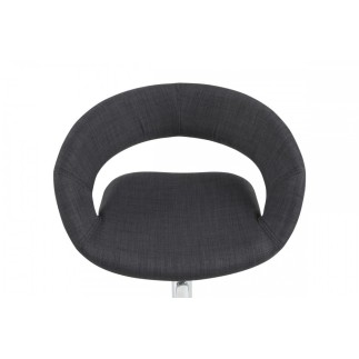 Lot de 2 tabourets design en tissu anthracite et simili cuir noir, GRECO