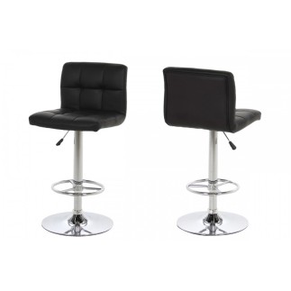 Lot de 2 tabourets design en simili cuir noir, HORACE