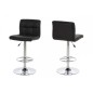 Lot de 2 tabourets design en simili cuir noir, HORACE