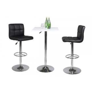 Lot de 2 tabourets design en simili cuir noir, HORACE