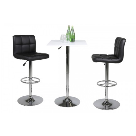 Lot de 2 tabourets design en simili cuir noir, HORACE