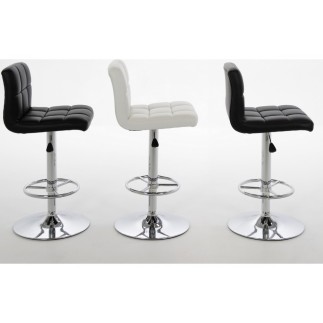 Lot de 2 tabourets design en simili cuir noir, HORACE