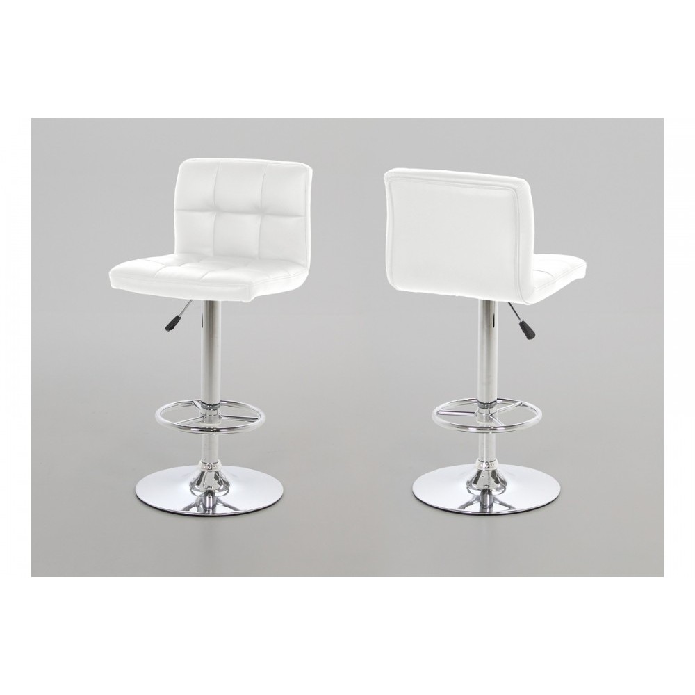 Lot de 2 tabourets design en simili cuir blanc, HORACE
