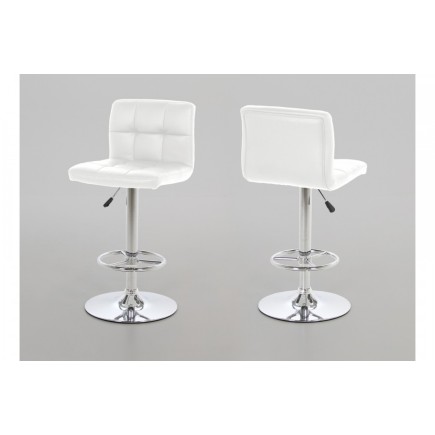 Lot de 2 tabourets design en simili cuir blanc, HORACE
