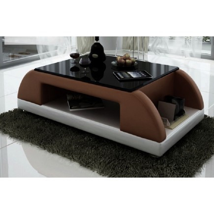 Table basse design VALINA, chocolat et blanc