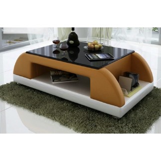 Table basse design VALINA, marron et blanc