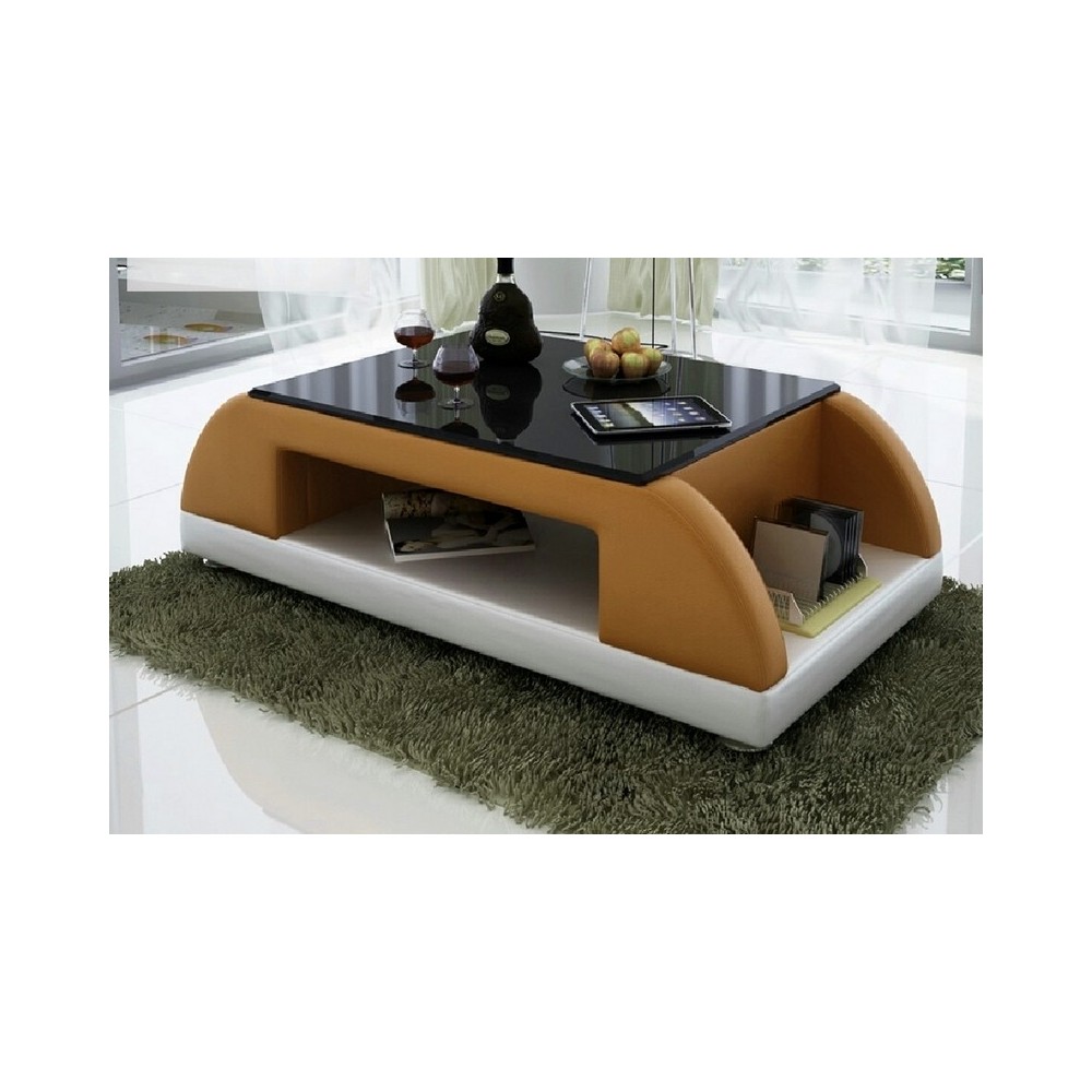 Table basse design VALINA, marron et blanc