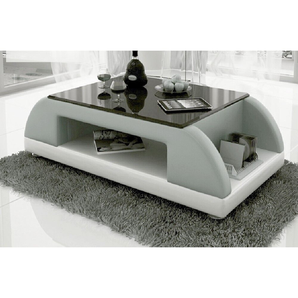 Table basse design VALINA, gris clair n°688 et blanc