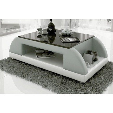 Table basse design VALINA, gris clair n°688 et blanc