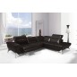 Canapé d'angle fonction relax en cuir italien 5 places CONFORTO, chocolat, angle droit