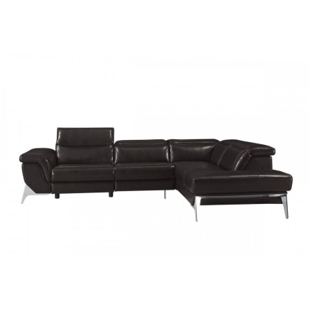 Canapé d'angle fonction relax en cuir italien 5 places CONFORTO, chocolat, angle droit