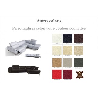 Canapé d'angle fonction relax en cuir italien 5 places CONFORTO, couleur personnalisée