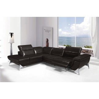 Canapé d'angle fonction relax en cuir italien 5 places CONFORTO, chocolat, angle gauche