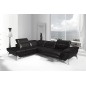 Canapé d'angle fonction relax en cuir italien 5 places CONFORTO, noir, angle gauche