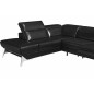 Canapé d'angle fonction relax en cuir italien 5 places CONFORTO, noir, angle gauche