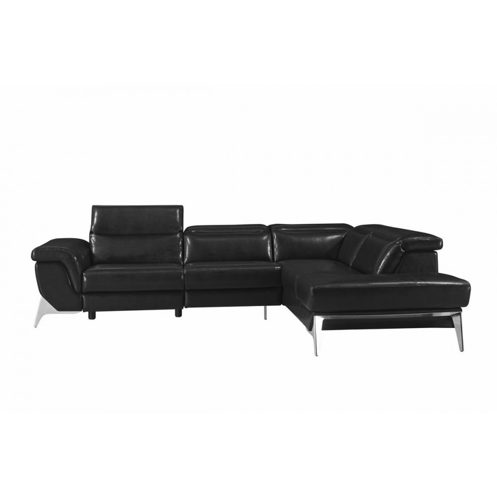Canapé d'angle fonction relax en cuir italien 5 places CONFORTO, noir, angle droit