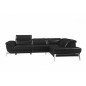 Canapé d'angle fonction relax en cuir italien 5 places CONFORTO, noir, angle droit