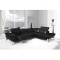 Canapé d'angle fonction relax en cuir italien 5 places CONFORTO, noir, angle droit