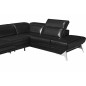 Canapé d'angle fonction relax en cuir italien 5 places CONFORTO, noir, angle droit