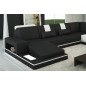 Canapé d'angle en cuir italien 6/7 places SUBLIMO, noir et blanc, angle droit
