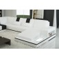 Canapé d'angle en cuir italien 6/7 places SUBLIMO, blanc et noir, angle gauche