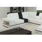 Canapé d'angle en cuir italien 6/7 places SUBLIMO, blanc et noir, angle gauche