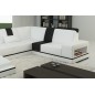 Canapé d'angle en cuir italien 6/7 places SUBLIMO, blanc et noir, angle droit