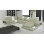 Canapé d'angle en cuir italien 6/7 places SUBLIMO, gris clair et blanc, angle gauche