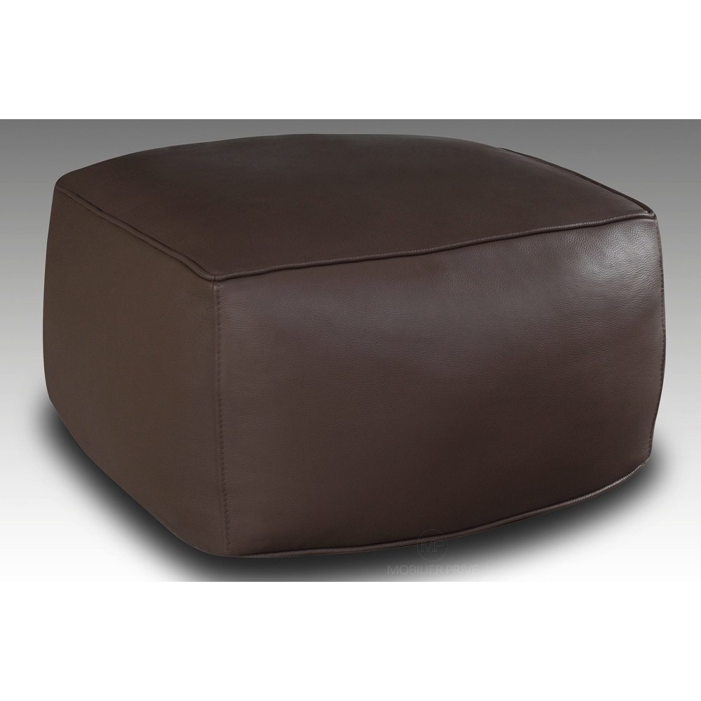 Grand pouf en simili cuir Magnum, chocolat.
