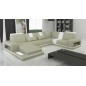 Canapé d'angle en cuir italien 6/7 places SUBLIMO, gris clair et blanc, angle droit