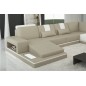 Canapé d'angle en cuir italien 6/7 places SUBLIMO, gris clair et blanc, angle droit