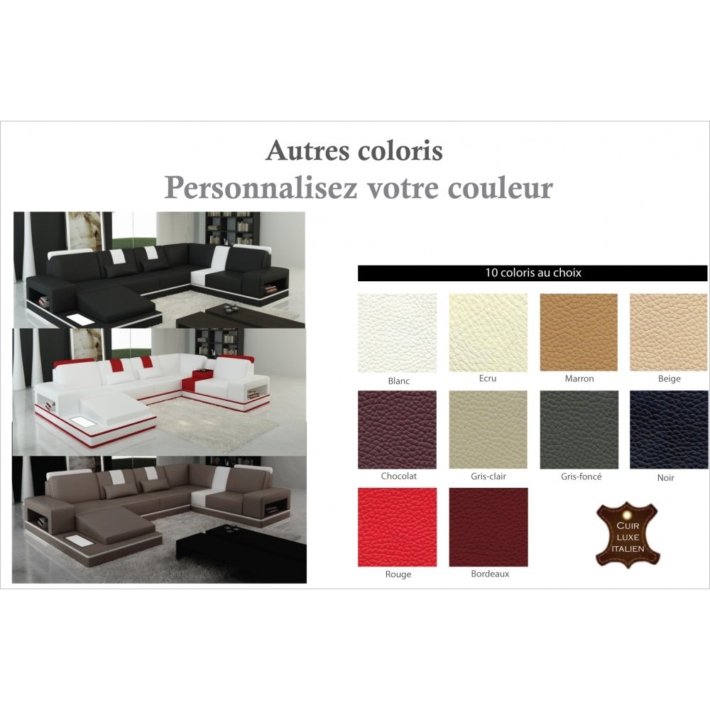 Canapé d'angle en cuir italien 6/7 places SUBLIMO, couleur personnalisée, angle droit Canapé d'angle en cuir italien 6/7 places SUBLIMO, couleur personnalisée, angle droit