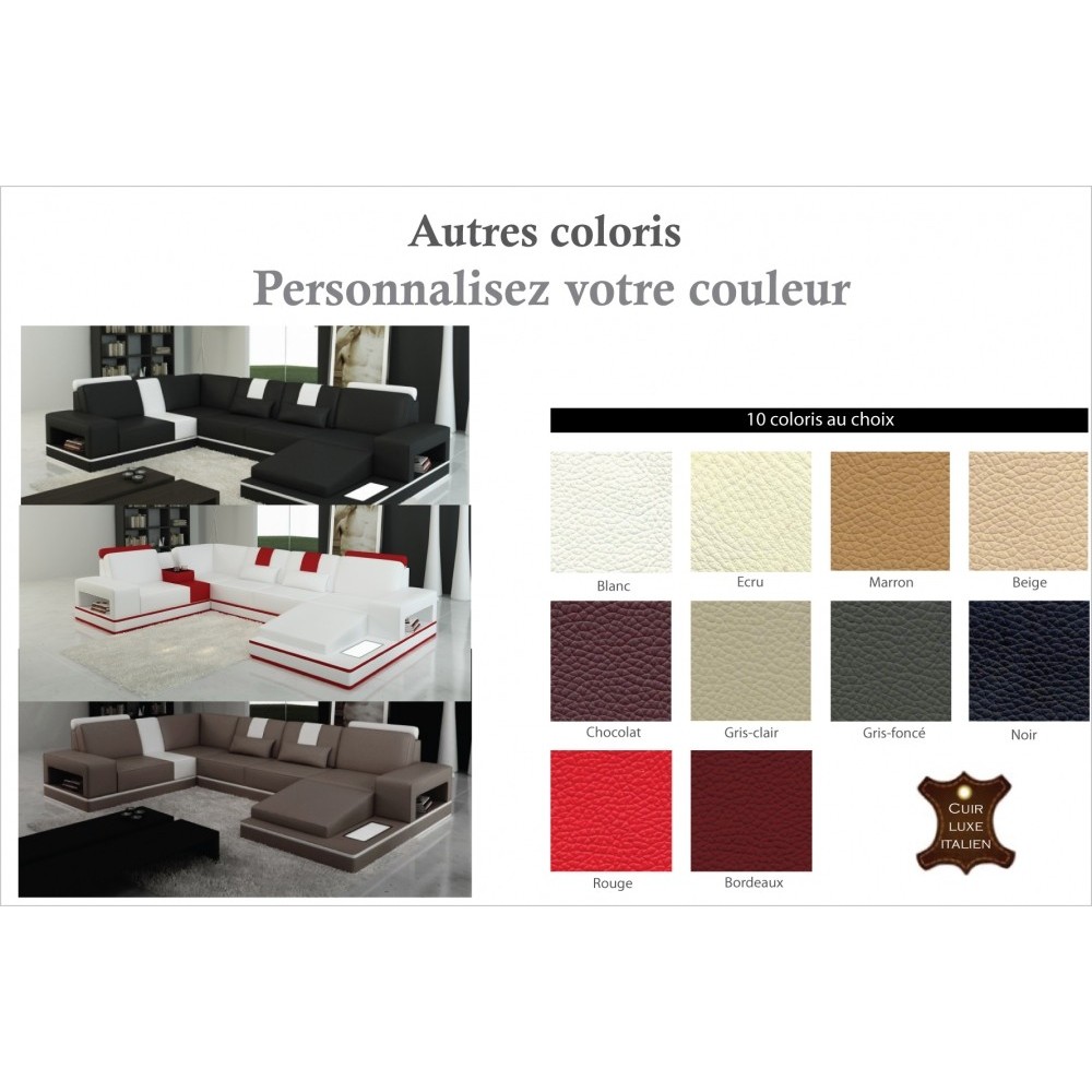Canapé d'angle en cuir italien 6/7 places SUBLIMO, couleur personnalisée, angle gauche Canapé d'angle en cuir italien 6/7 places SUBLIMO, couleur personnalisée, angle gauche