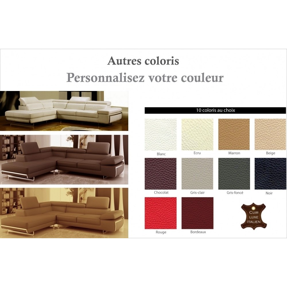 Canapé d'angle, en cuir italien 5/6 places GUCI, couleur personalisée, angle gauche, Personnalisé Canapé d'angle, en cuir italien 5/6 places GUCI, couleur personalisée, angle gauche, Personnalisé