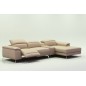 Canapé d'angle en cuir italien 5 places RELAXIA, beige, angle droit