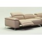 Canapé d'angle en cuir italien 5 places RELAXIA, beige, angle droit
