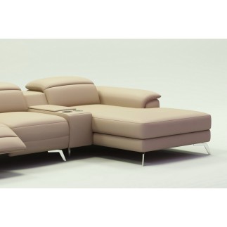 Canapé d'angle en cuir italien 5 places RELAXIA, beige