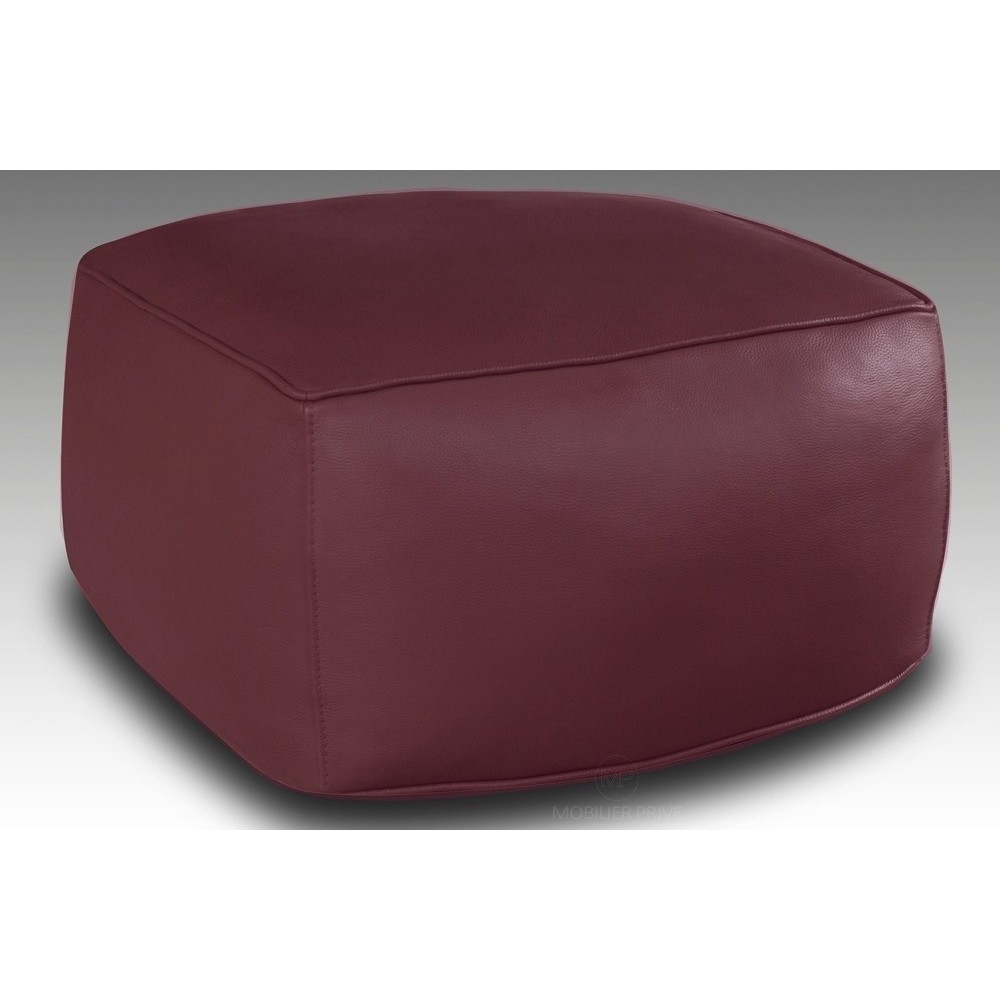 Grand pouf en simili cuir Magnum, bordeaux.