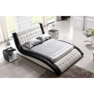 Lit en cuir italien de luxe BRIO, blanc et noir, 160x200
