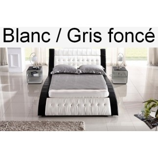 Lit en cuir italien de luxe BRIO, blanc et noir, 160x200