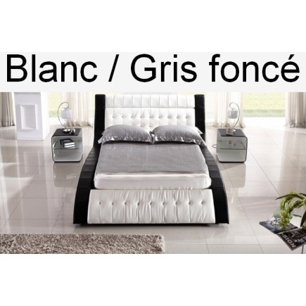 Lit en cuir italien de luxe BRIO, blanc et noir, 160x200