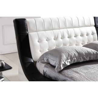 Lit en cuir italien de luxe BRIO, blanc et noir, 160x200