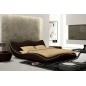 Lit en cuir italien de luxe LUXEN, chocolat et liseret beige, 180x200